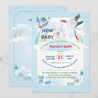 Classic Stork Baby Shower Invitation Einladung