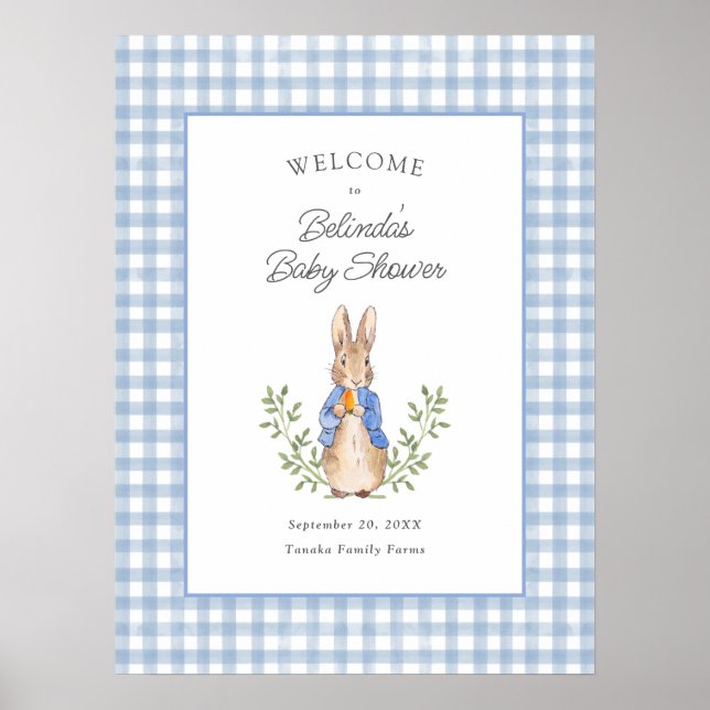 Classic Storybook Rabbit Baby Shower Welcome Poster (Vorne)