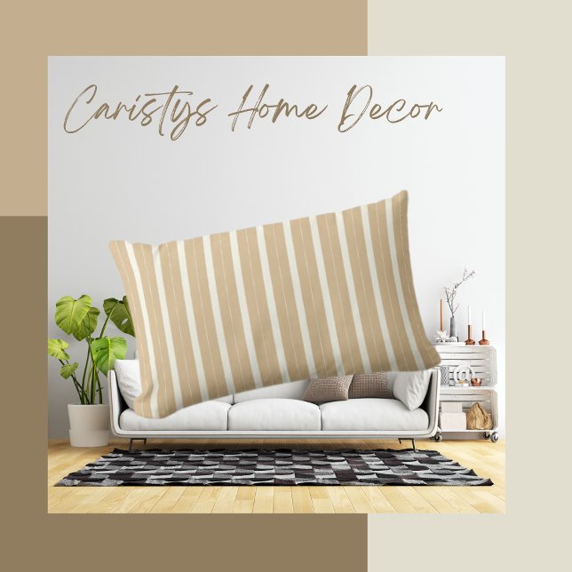 Classic Streifen Gold Tan und Creme Lendenkissen (Von Creator hochgeladen)