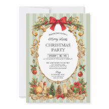 Classic Stripe Red Bow Christmas Party