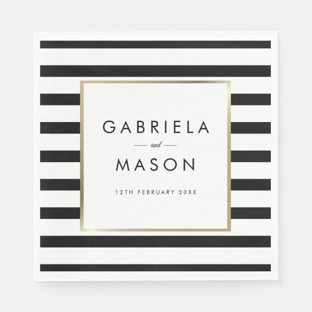 Classic Stripe Wedding | Imitate Gold Foil Serviette (Vorderseite)