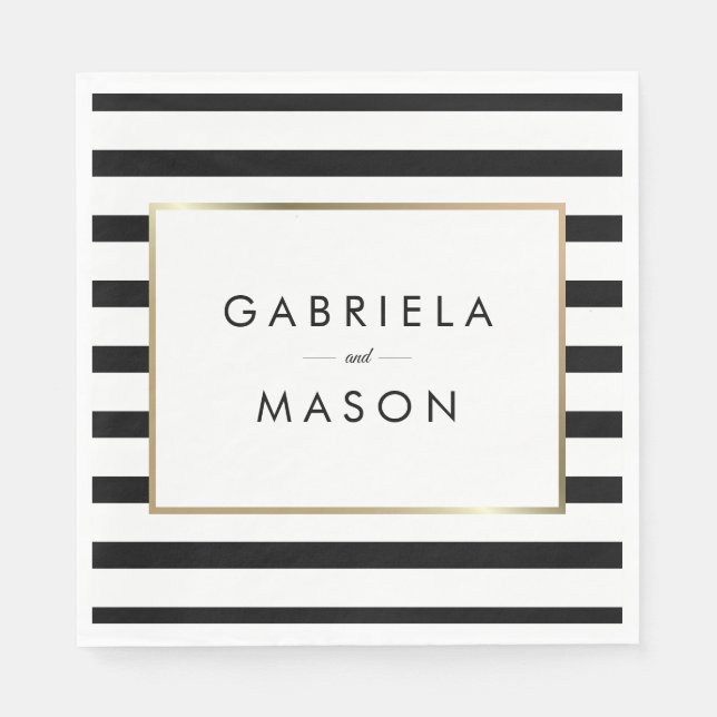 Classic Stripe Wedding | Imitate Gold Foil Serviette (Vorderseite)