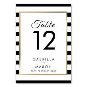 Classic Stripe Wedding   Imitate Gold Foil Tischnummer