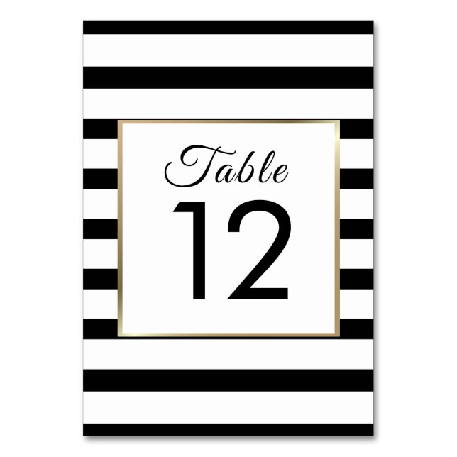 Classic Stripe Wedding | Imitate Gold Foil Tischnummer (Vorderseite)