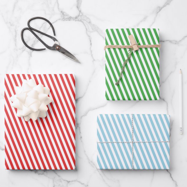 Classic Striped Holiday Occasion Geschenkpapier Set (Vorderseite)