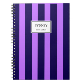 Classic Striped Notebook Custom Name Journal Notizblock