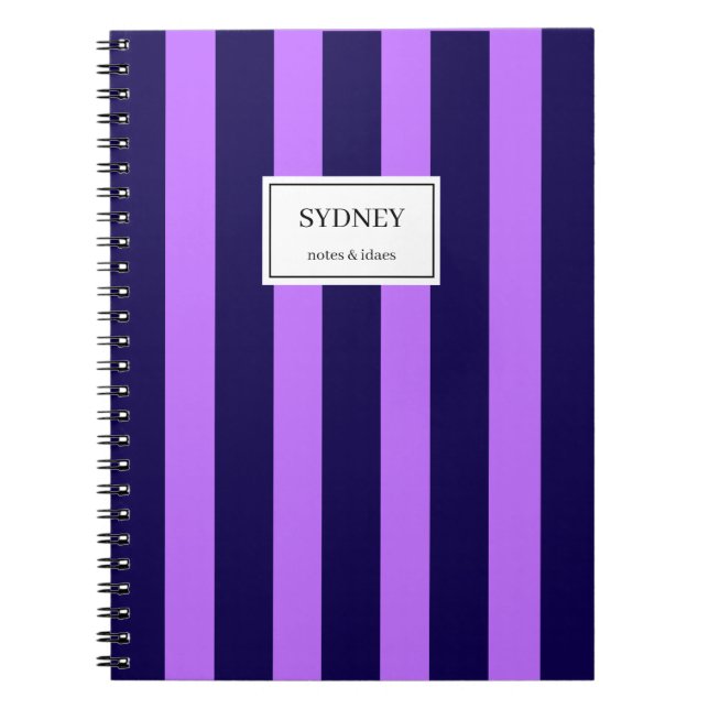 Classic Striped Notebook Custom Name Journal  Notizblock (Vorderseite)