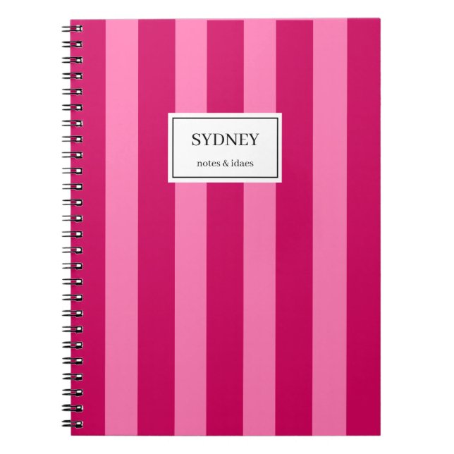 Classic Striped Notebook Custom Name Journal  Notizblock (Vorderseite)