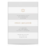 Classic Stripes Bar Mitzvah Einladung<br><div class="desc">Ein elegantes und einfaches Bar Mitzvah-Design ist der perfekte Weg, um diesen wichtigen Meilenstein im Leben eines jungen Mannes zu markieren. Die Typografie wird geschmackvoll in klassischen Serifen und serifenlosen Schriftart dargestellt, wodurch ein ausgeklügelter und zeitloser Effekt entsteht. Die Verwendung von weißen, hellgrauen und goldenen Farben in der Farbpalette verleiht...</div>