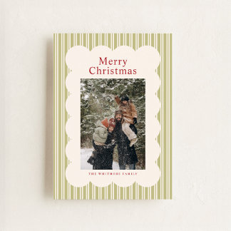 Classic Stripes Photo Holiday Card Feiertagskarte