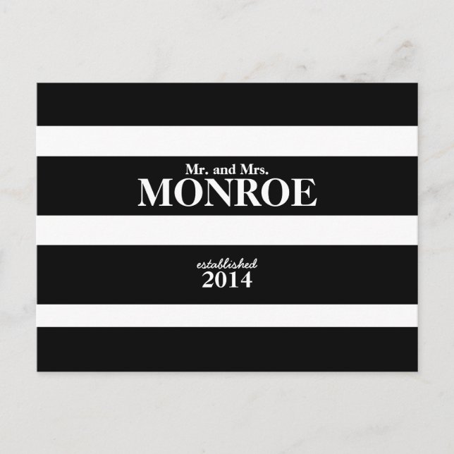 CLASSIC STRIPES WEDD DANK IHNEN POSTCARD POSTKARTE (Vorderseite)