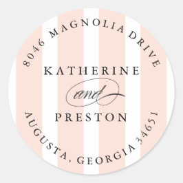 Classic Stripes Wedding Monogram Address Label Runder Aufkleber