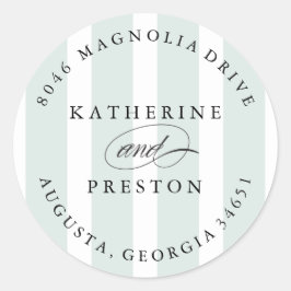 Classic Stripes Wedding Monogram Address Label Runder Aufkleber