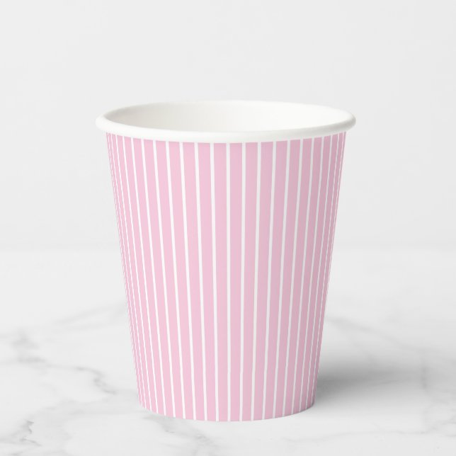 Classic Stripes White - Light Pink Pappbecher (Vorderseite)