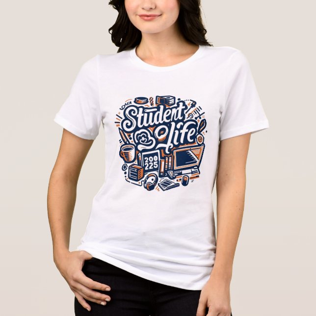 Classic Student Life T-Shirt - School Spirit Tri-Blend Shirt (Vorderseite)