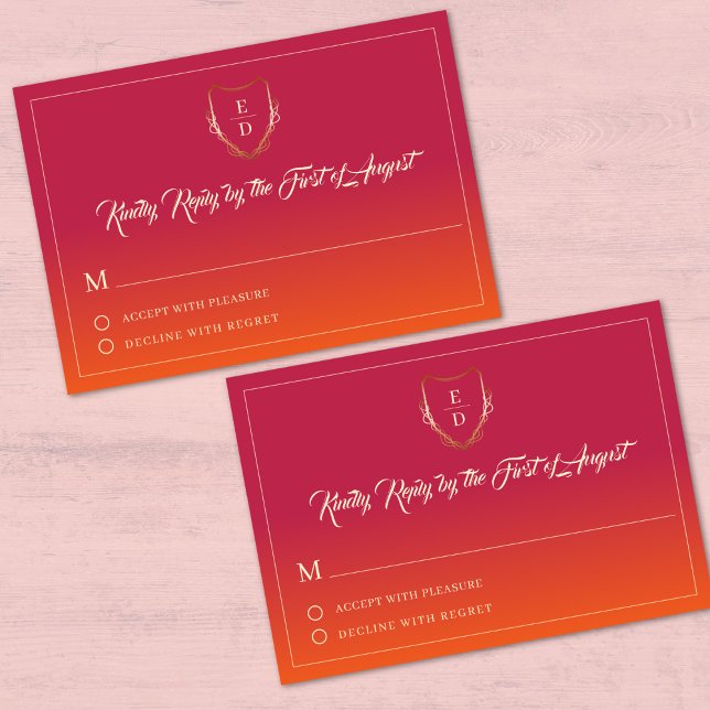 Classic Summer Wedding Burgundy Orange Elegant RSVP Karte (Von Creator hochgeladen)