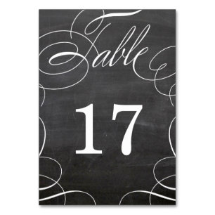 Classic Swash Chalkboard Wedding Tischnummer Card