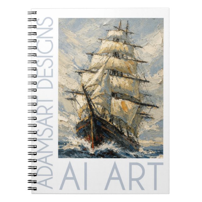 Classic Tall Ship at Sea – Impasto Nautical Art Notizblock (Vorderseite)