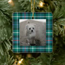 Classic Tartan Kariert Weihnachts-Foto Preppy Keramikornament