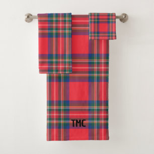 Classic Tartan Karierte Weihnachtsinitials Preppy Badhandtuch Set