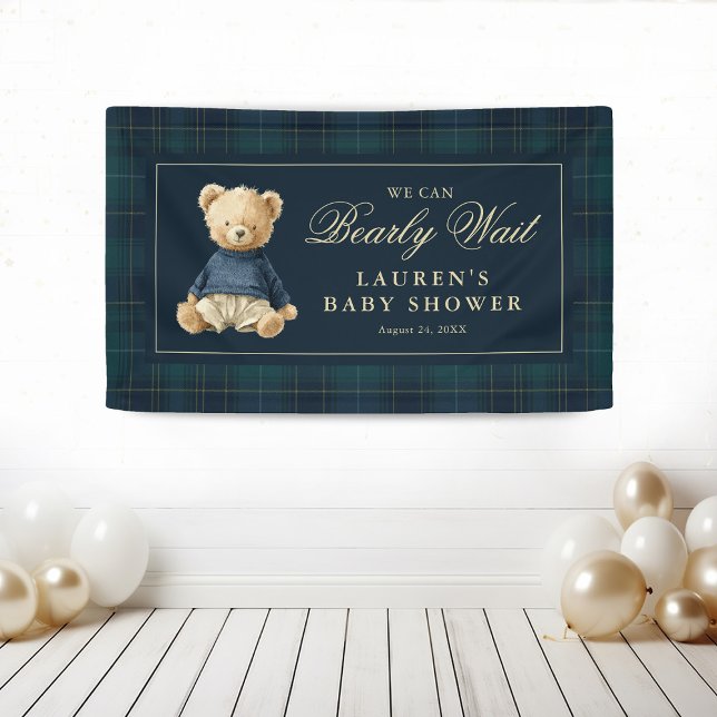 Classic Tartan Polo Bear Baby Shower Banner (Von Creator hochgeladen)