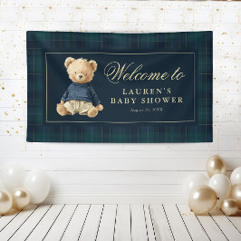 Classic Tartan Polo Bear Baby Shower Welcome Banner