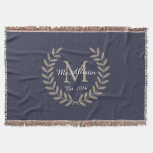 Classic Taupe Laurels Monogram + Familienname Decke