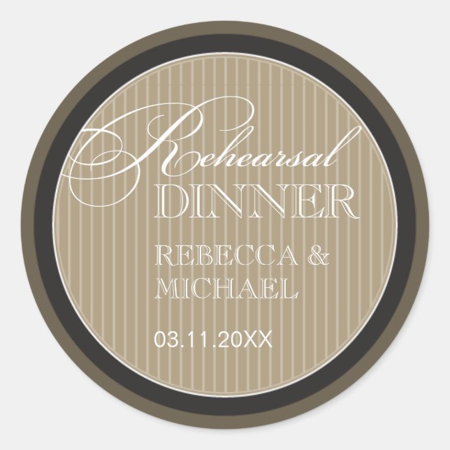 Classic Taupe Pinstripe Probe Dinner Sticker (Vorderseite)