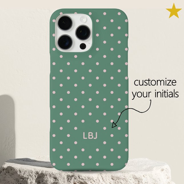Classic Teal Pink Custom Monogram Polka Dot  Case-Mate iPhone Hülle (Von Creator hochgeladen)