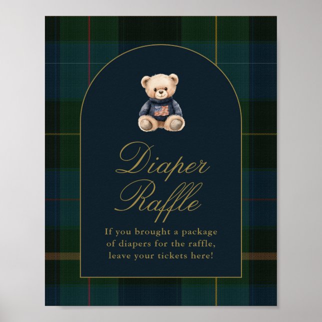 Classic Teddy Bear Dark Green Plaid Cards & Gifts Poster (Vorne)