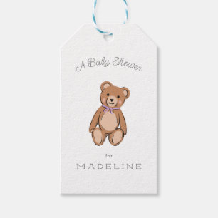 Classic Teddy Bear Lavender Lila Baby Dusche Geschenkanhänger