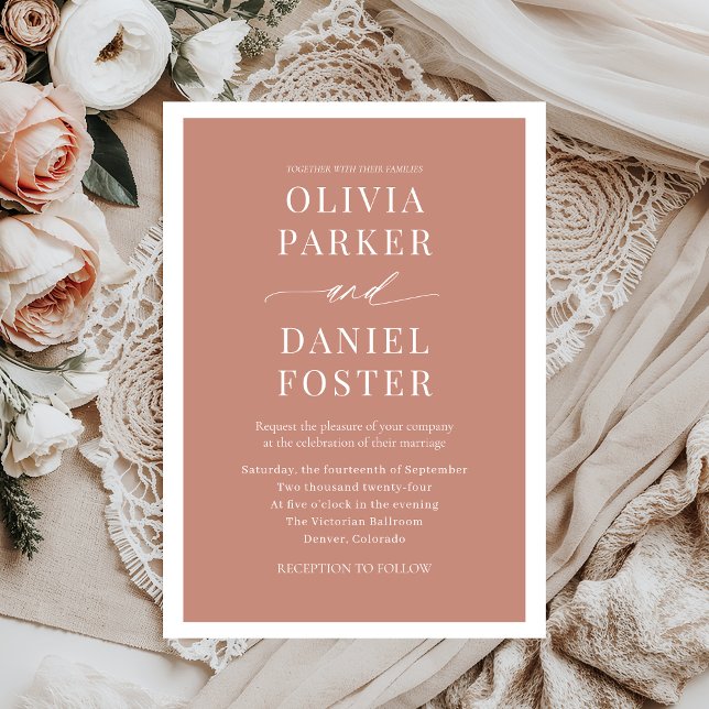 Classic Terracotta Boho Minimalistisch Wedding Einladung (Von Creator hochgeladen)