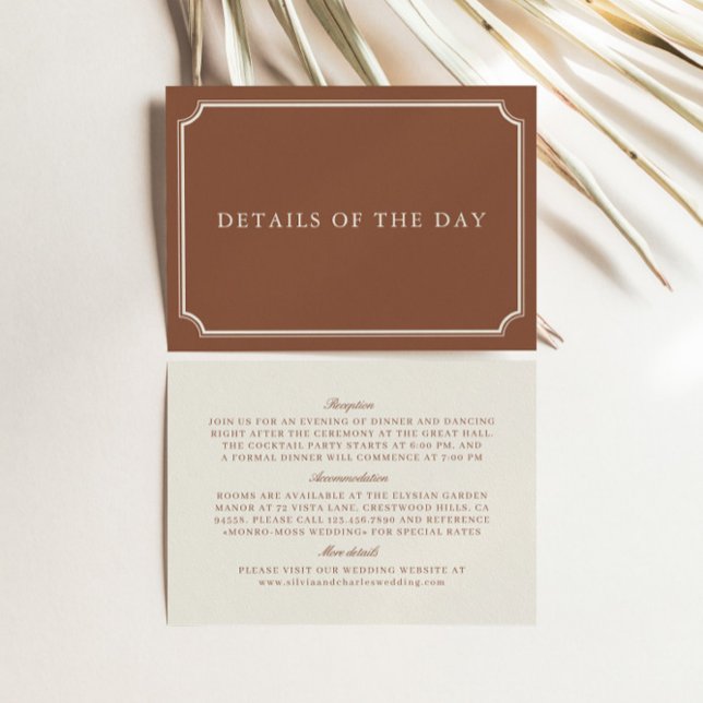Classic Terracotta & Ecru Wedding Details Begleitkarte (Classic Terracotta & Ecru Wedding Details Enclosure Card)