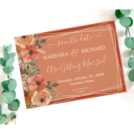 CLASSIC Terracotta Fall Floral Rett Datum Einladung