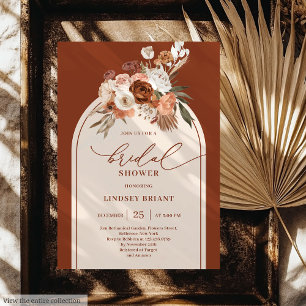 Classic Terracotta Pampas Grass Boho Brautparty Einladung