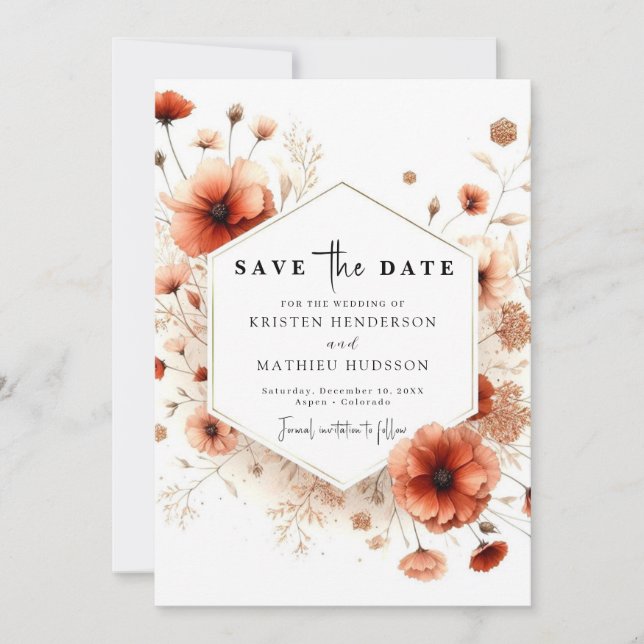 Classic Terracotta Wedding Save The Date (Vorderseite)