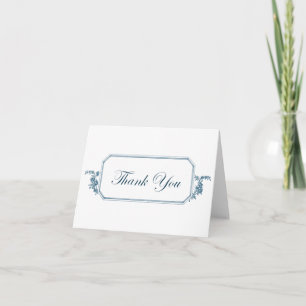 Classic Thank You Card in Blue & White Script Dankeskarte