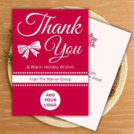 Classic Thank You Holiday Card | Business Info Feiertagskarte
