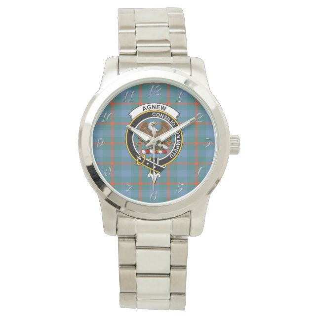 Classic Timeless Clan Agnew Ancient Tartan Kariert Armbanduhr (Vorderseite)