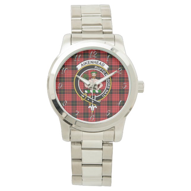 Classic Timeless Clan Aikenhead Tartan Kariertes G Armbanduhr (Vorderseite)
