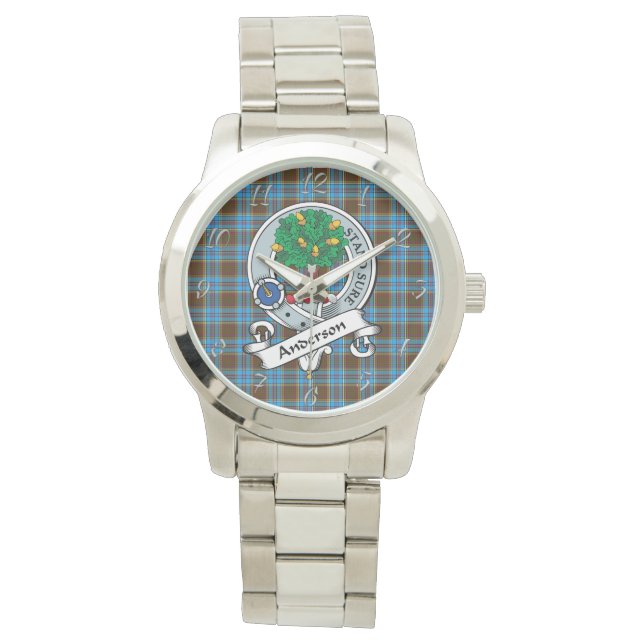 Classic Timeless Clan Anderson Abzeichen Tartan Ka Armbanduhr (Vorderseite)