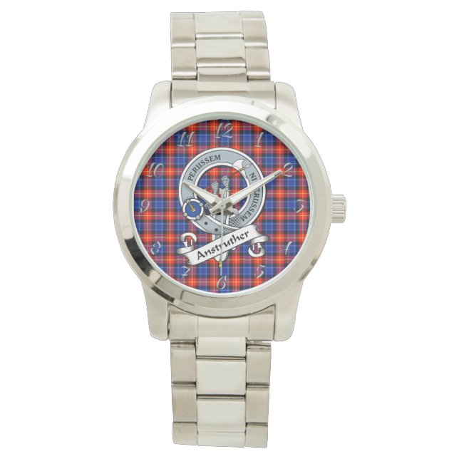 Classic Timeless Clan Anstruther Abzeichen Tartan  Armbanduhr (Vorderseite)