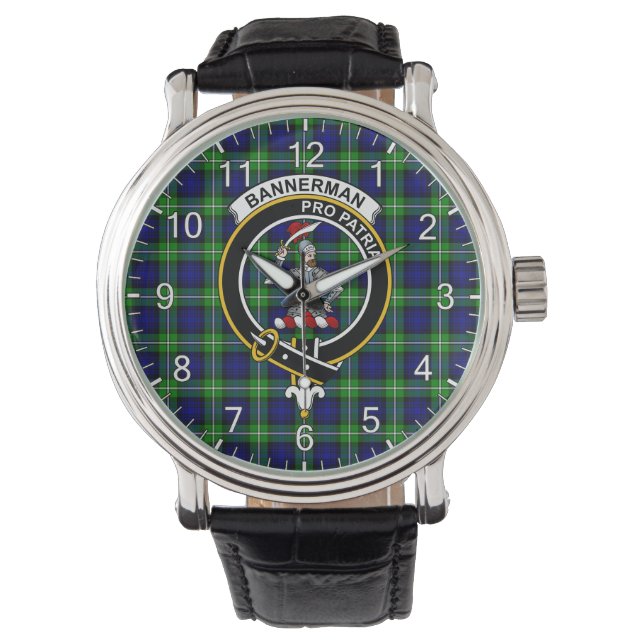 Classic Timeless Clan Bannerman Tartan Abzeichen K Armbanduhr (Vorderseite)