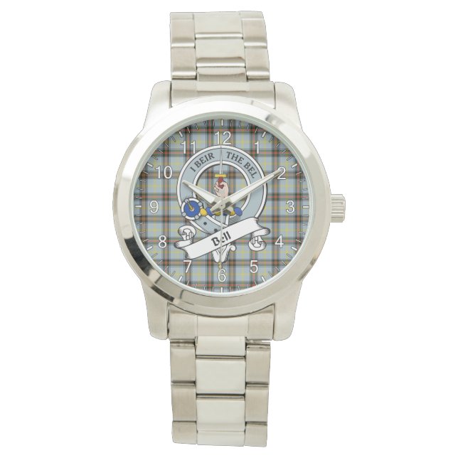 Classic Timeless Clan Bell Abzeichen Tartan Karier Armbanduhr (Vorderseite)