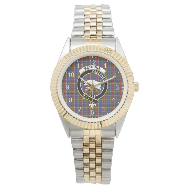 Classic Timeless Clan Bethune Tartan Abzeichen Kar Armbanduhr (Vorderseite)