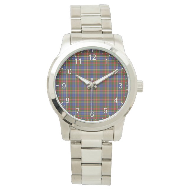 Classic Timeless Clan Bethune Tartan Kariertes Ges Armbanduhr (Vorderseite)