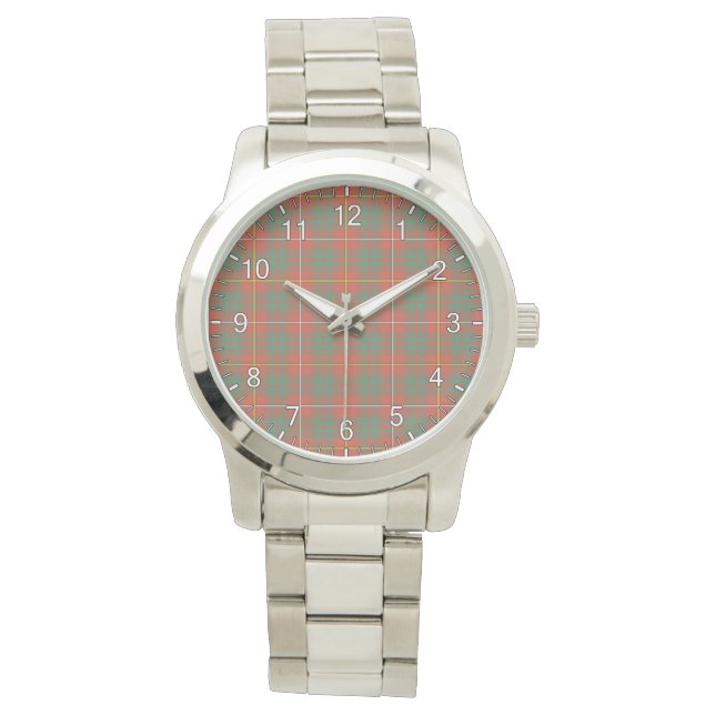Classic Timeless Clan Bruce Ancient Tartan Kariert Armbanduhr (Vorderseite)