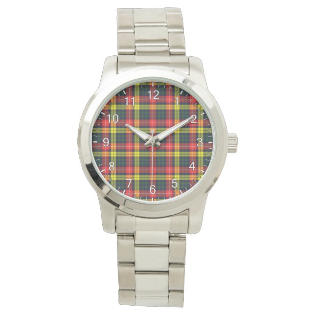 Classic Timeless Clan Buchanan Modern Tartan Karie Armbanduhr (Vorderseite)