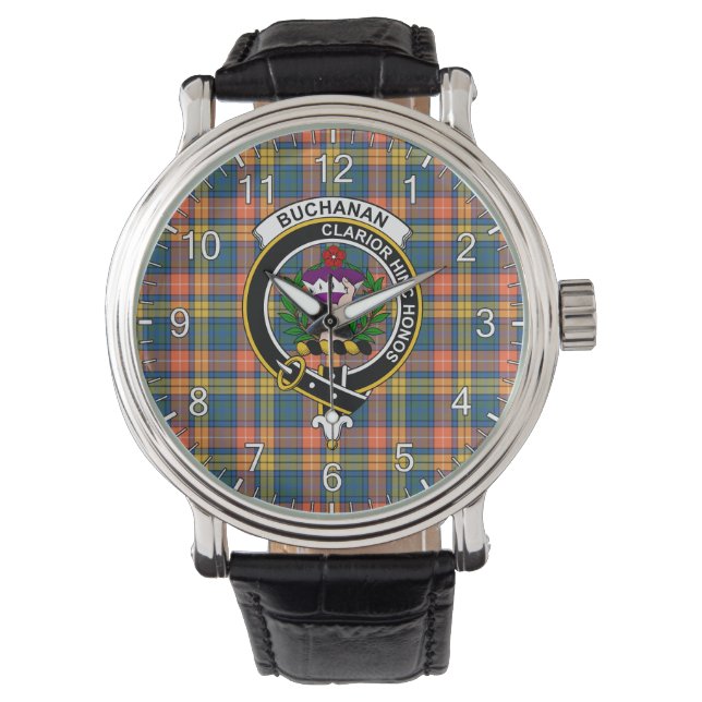 Classic Timeless Clan Buchanan Tartan Abzeichen Ka Armbanduhr (Vorderseite)