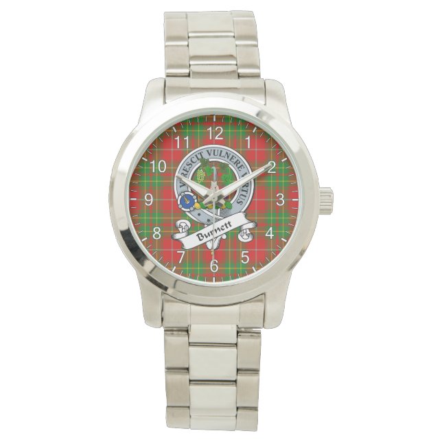 Classic Timeless Clan Burnett Abzeichen Tartan Kar Armbanduhr (Vorderseite)